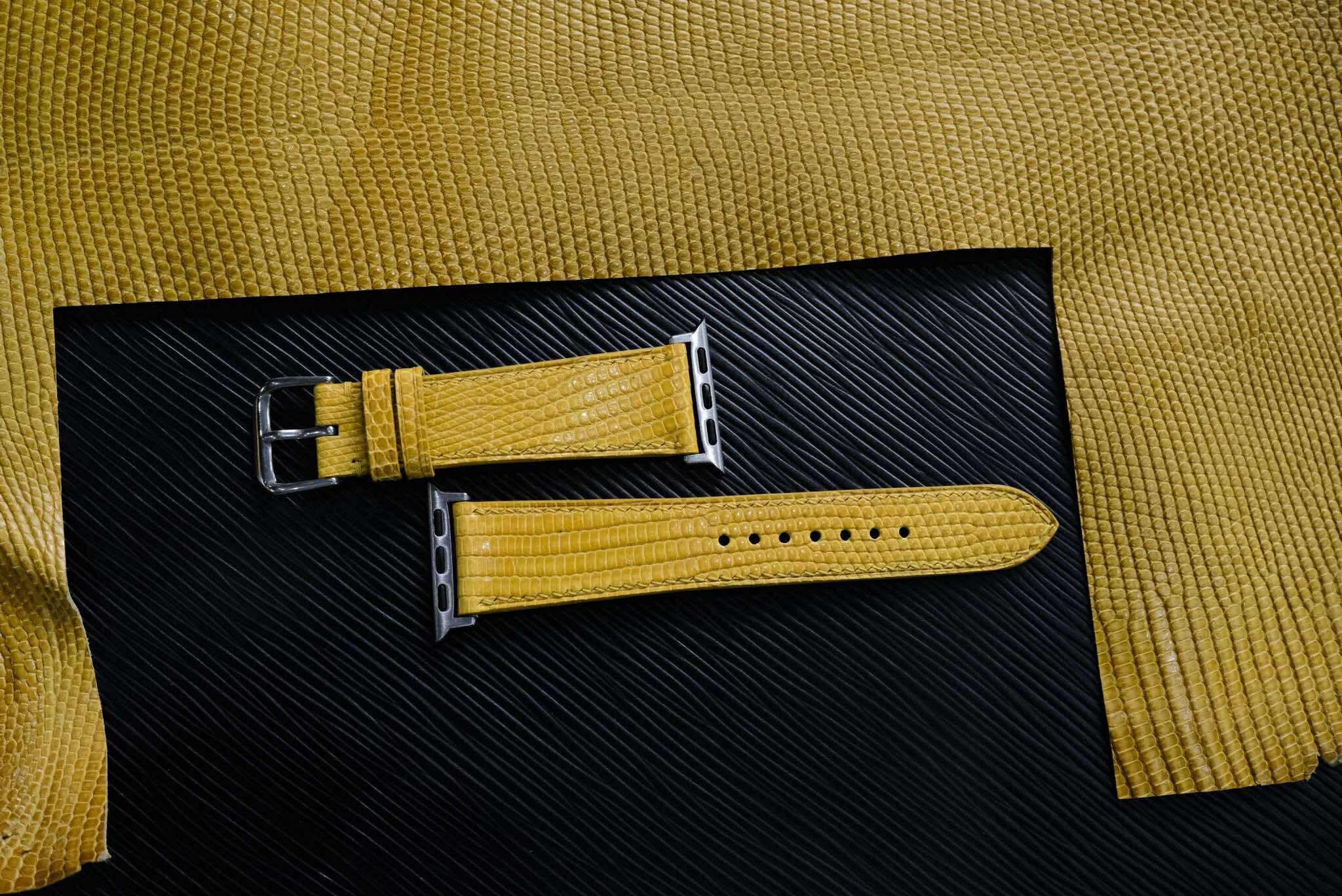 コピー:高級トカゲ革時計ベルト手縫い時計ベルトアップルウォッチ時計ベルト1枚目の画像